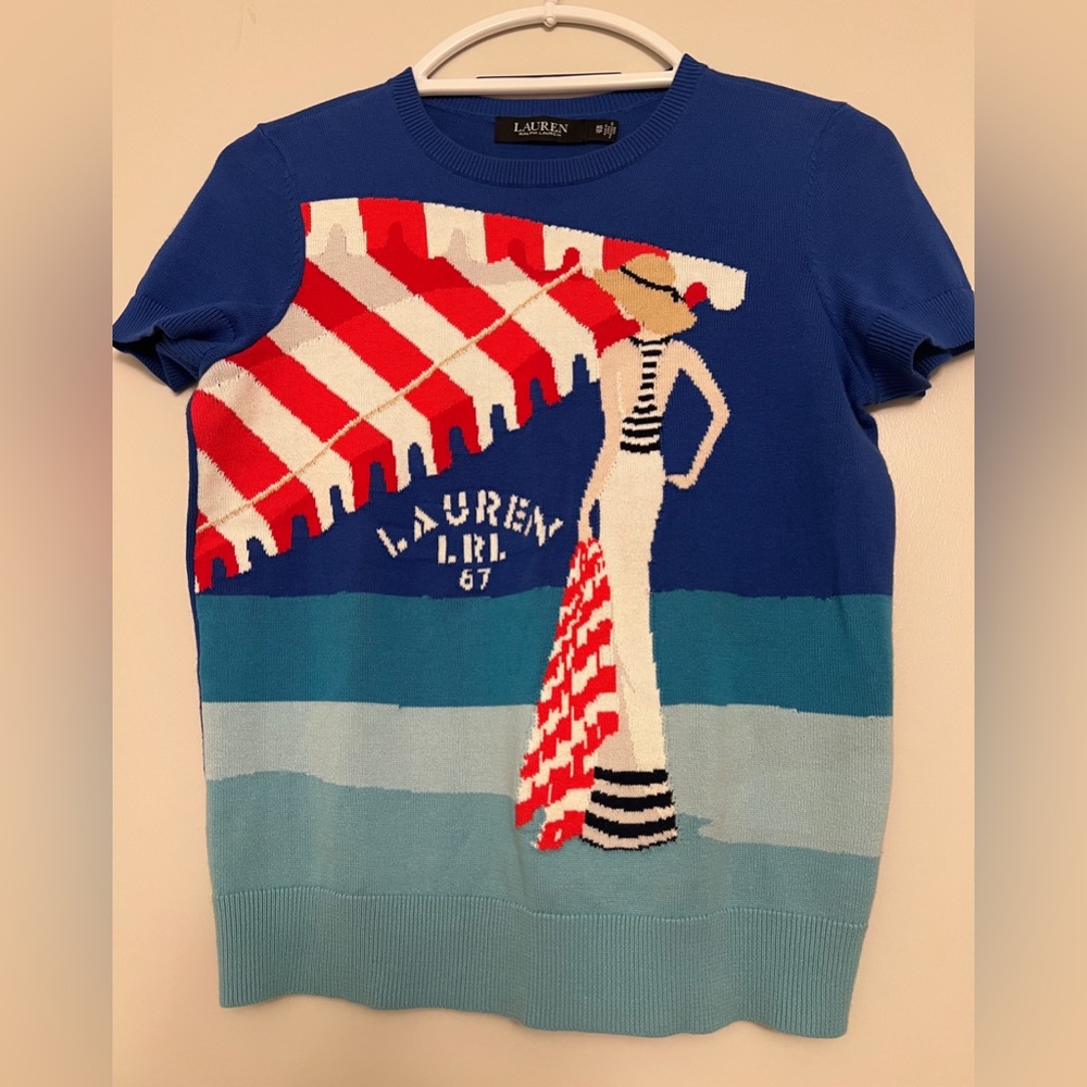 New Lauren Ralph Nautical SS XL Sweater Thin Pullover LRL 67 NWT